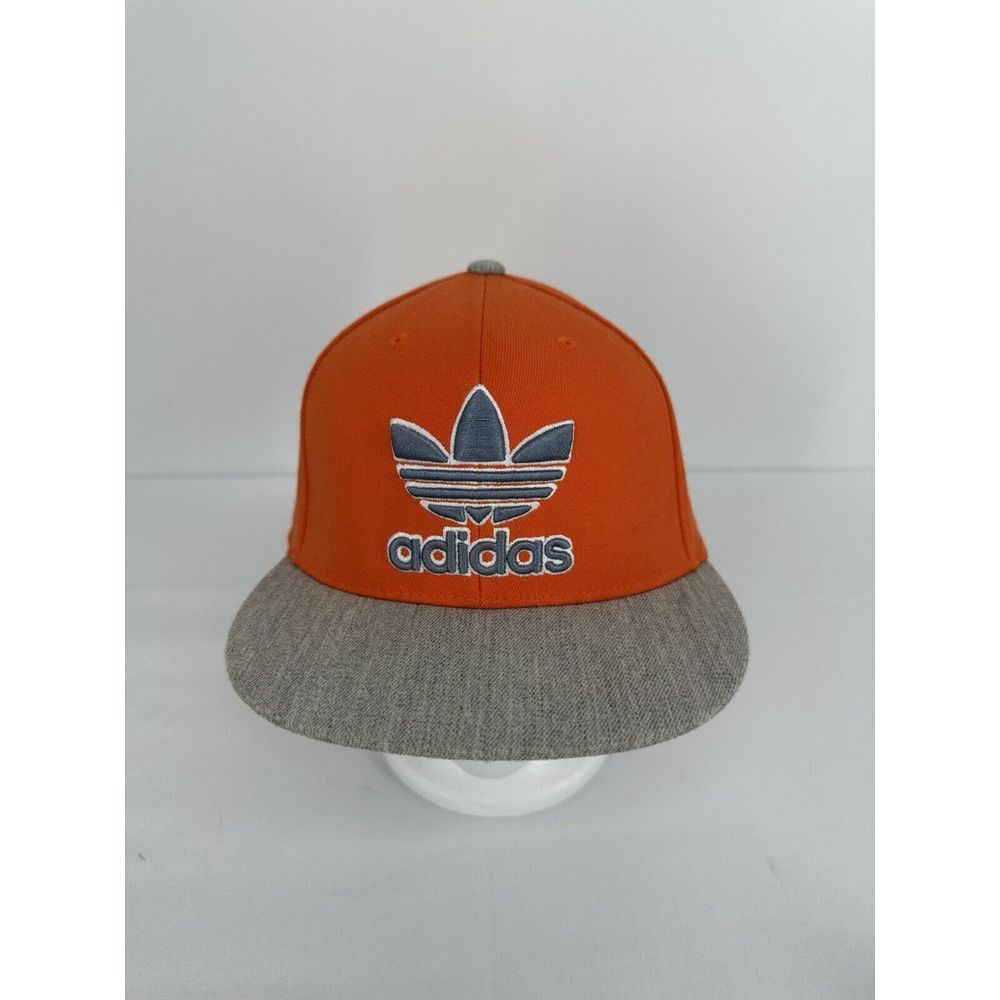Adidas Flex Fit Hat 210 Fitted Flexfit 7 1/4 - 7 5/8 Orange And Gray‎ Cap Logo